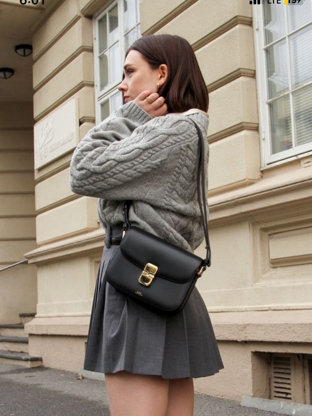 A.P.C. Black Grace bag with Gold Hardware